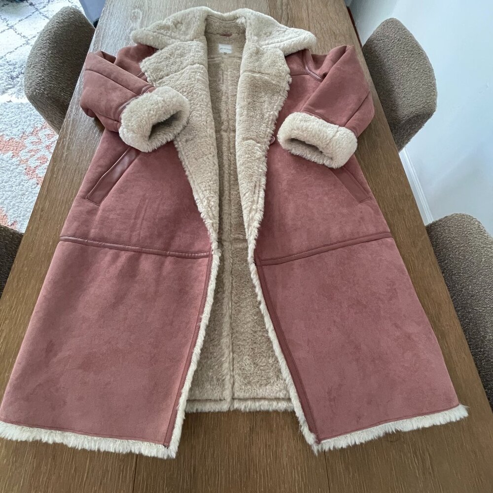 Avec Les Filles Faux Shearling Moto Coat